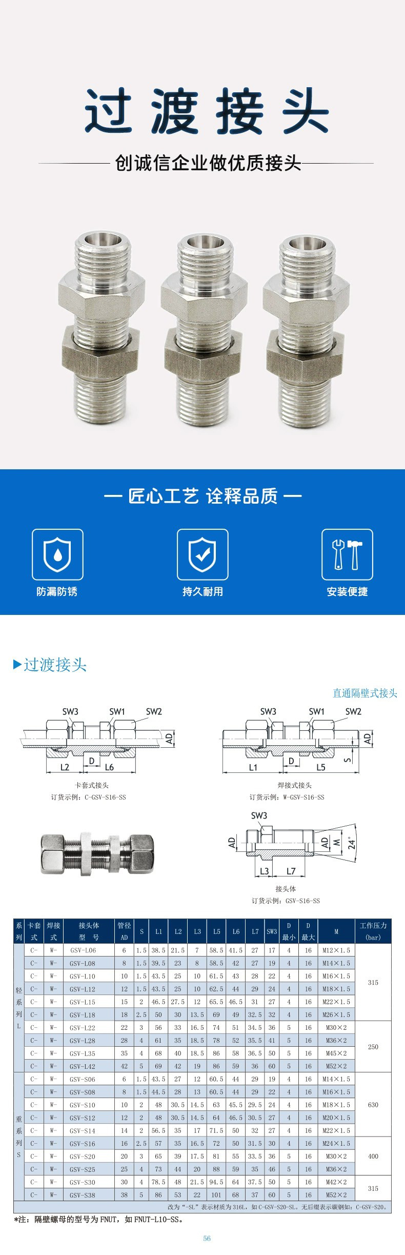 不锈钢扣压接头