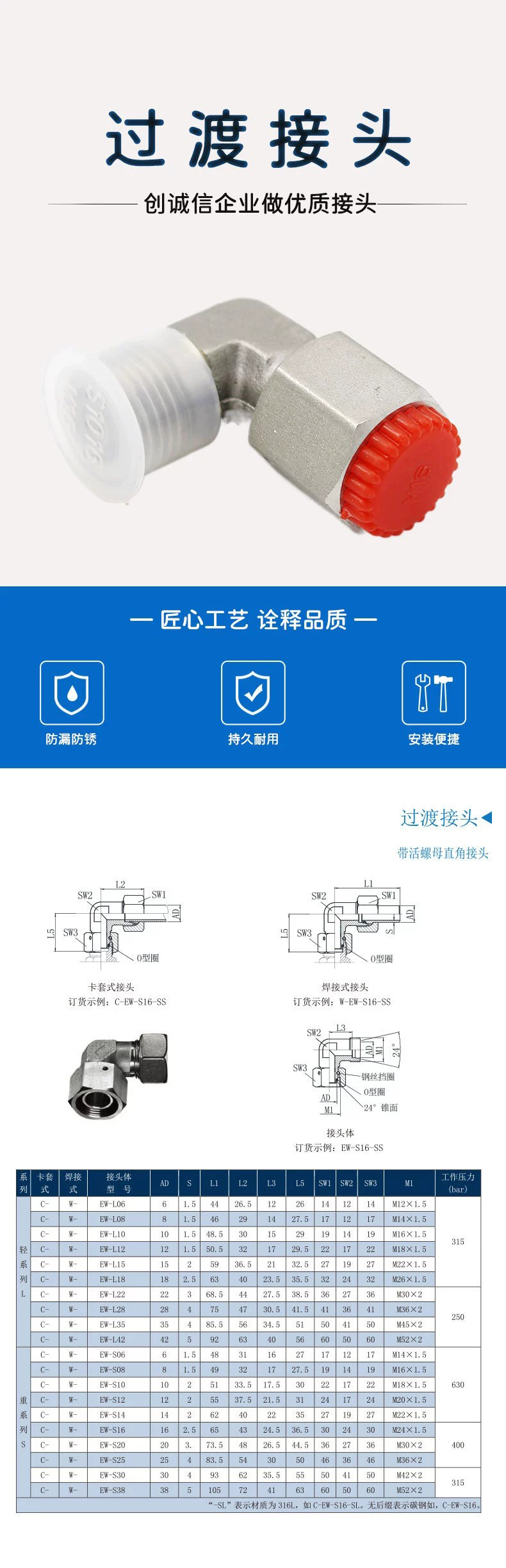 带活螺母直角接头